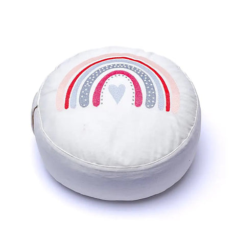 Meditationskissen rund weiß Regenbogen Bio-Baumwolle (OCS) -- 33x17cm; ±2300g