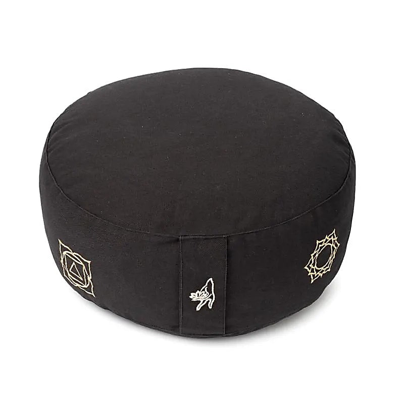 Meditationskissen schwarz 7 Chakren Bio-Baumwolle (OCS) -- 33x17 cm; ±2300 g