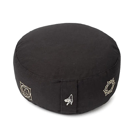 Meditationskissen schwarz 7 Chakren Bio-Baumwolle (OCS) -- 33x17 cm; ±2300 g