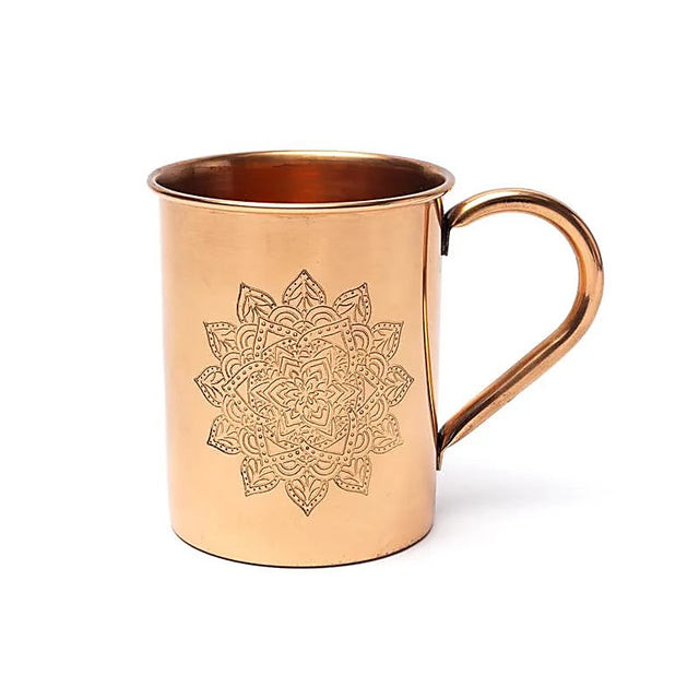Kupferbecher Mandala-Gravur -- ±450 ml